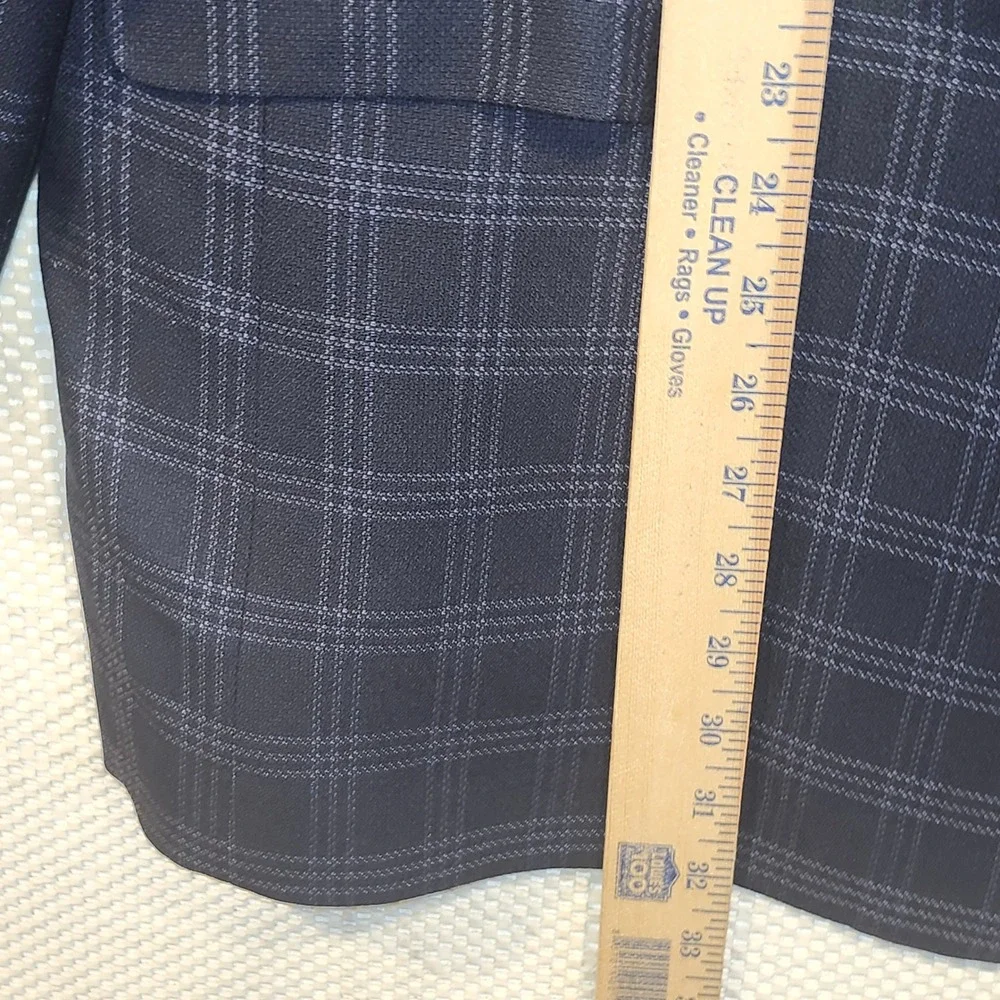 Jos. A. Bank Reserve‎ Mens 48 Long Silk Wool Navy Blue Plaid Blazer Sport Coat